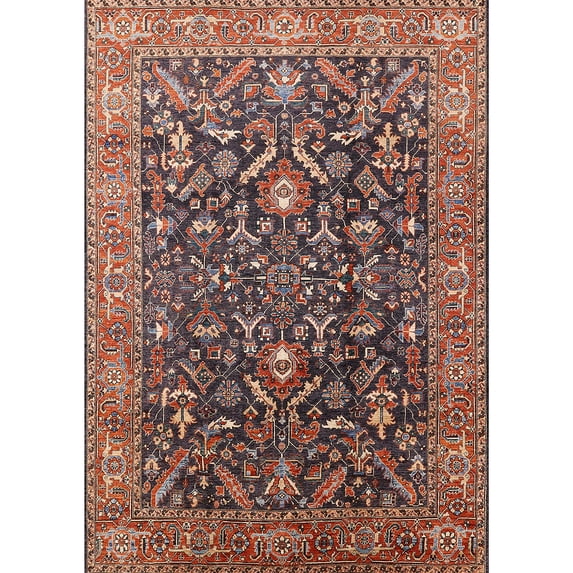 Ahgly Company Indoor Rectangle Mid-Century Modern Camel Brown Oriental Area Rugs, 5' x 8'