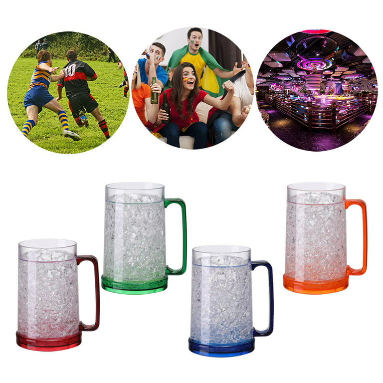 Patiomos Drinking Glasses Cups, Double Wall Gel Freezer Beer Mugs, Freezer  Ice Mugs Cups, 16oz, Plas…See more Patiomos Drinking Glasses Cups, Double