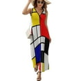 thumbnail image 2 of Piet Mondrian Abstract Art Dress Fashion Boho Beach Long Dresses Female Party Printed Maxi Dress, 2 of 9
