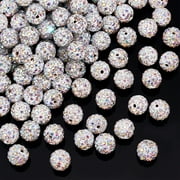 PandaHall Elite Pave Disco Ball Beads Polymer Clay Rhinestone Beads Round PP13(1.9~2mm) 6 Rows Rhinestone 10mm Hole: 1.5mm Crystal AB