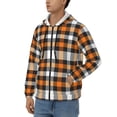 thumbnail image 3 of Uemuo Orange Plaid for Men's Fashion Full-zip Hoodies & Sweatshirts with Kangaroo Pocket, Zip-up Hooded Sweatshirt, Moisture Wicking & Breathable-Small, 3 of 5
