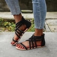 thumbnail image 4 of Lishi Comfy Open Toe Women's Solid Color Zipper Sandals for Summer Beach, 4 of 5