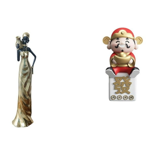 Figura de mujer africana,Estatua de dama tribal africana hecha a mano en una cafetería.,Figura de mujer hecha a mano con adorno de resina africana,Figura de escritorio,Figura de dibujos