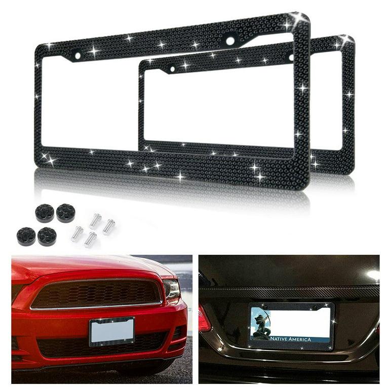 Tinted License Plate Cover Set - Front & Back Tinted License Plate  Protector Fastening to Frames - Automotive Exterior Car & Truck Accessories  - 6X12