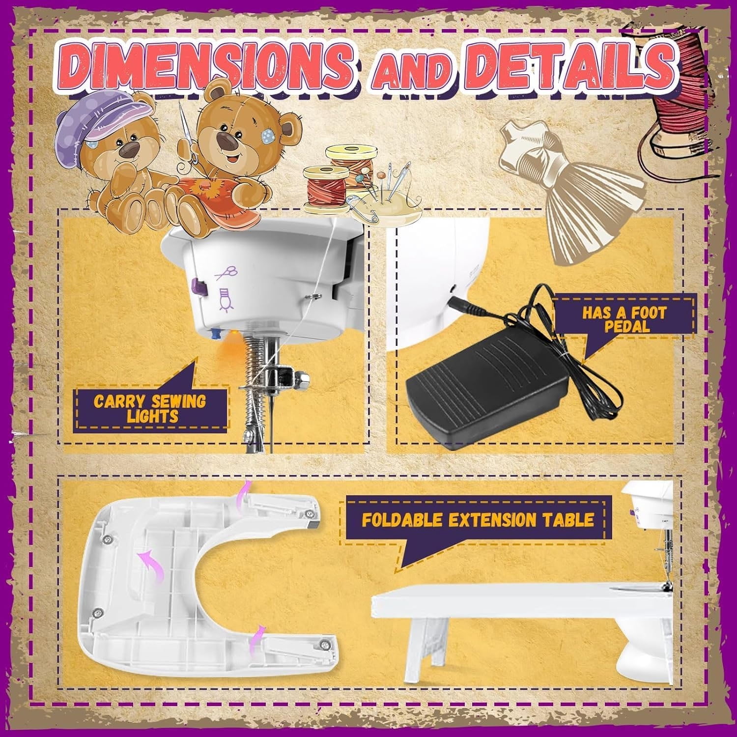 Portable Sewing Machine with Light, Mini Handheld Sewing Machine with Upgraded, Two Threads Double Speed Double Switches, Easy to Use for Kids,Beginners and DIY