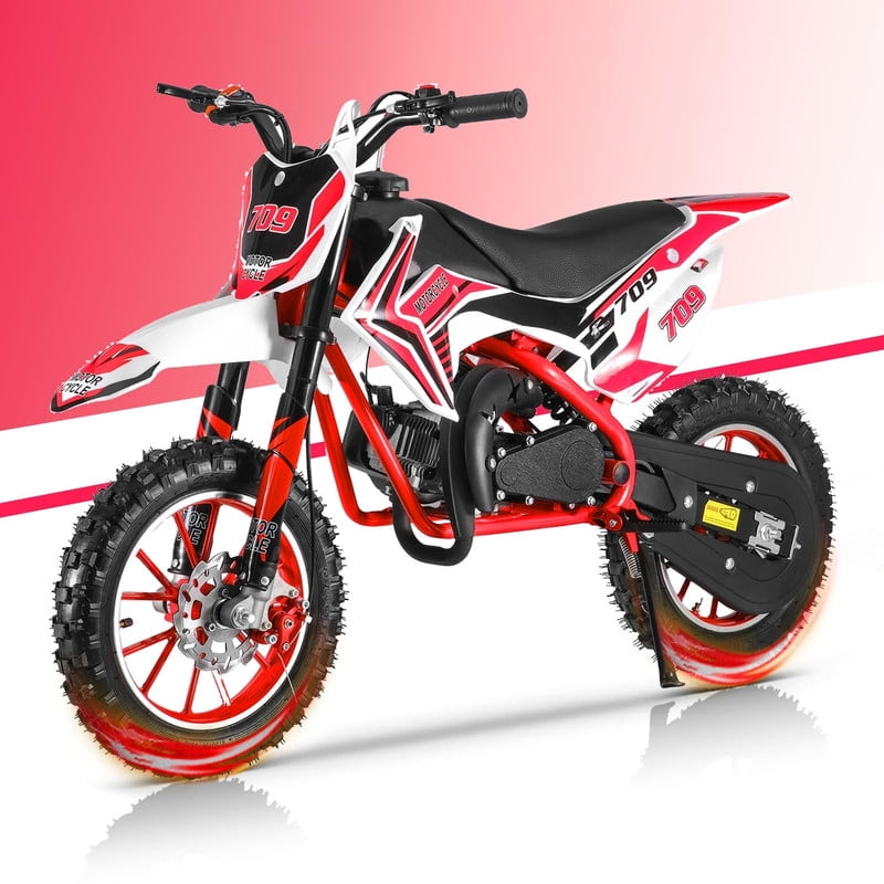 49cc Kids Dirt Bike,2-Stroke Gas Power Motocross Off Road Mini Motorcycle Vehicles Children Pit Bike Pocket Motorbike with Front Rear Disc Brakes Ideal Gifts for Kids Boys Girls Aged 8-14