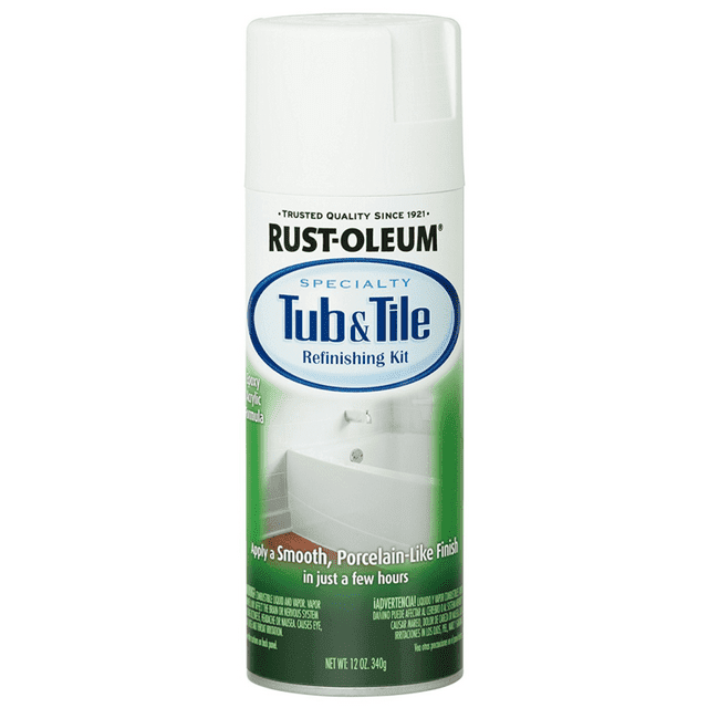 Rust-Oleum 280882 Specialty Tub and Tile Spray Paint, 12-Ounce, White