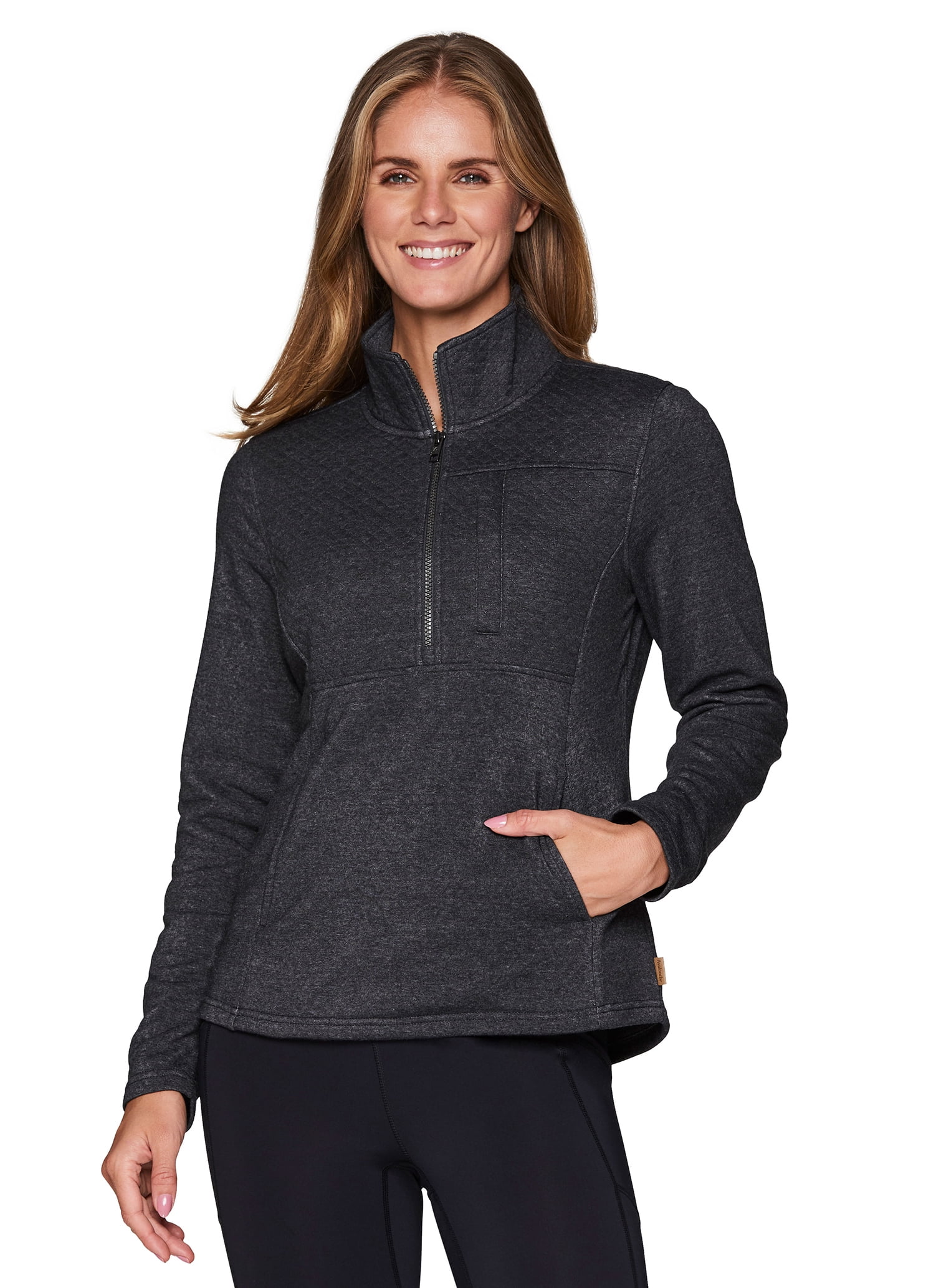 Zip Quilted Fleece Pullover Sweatshirt 