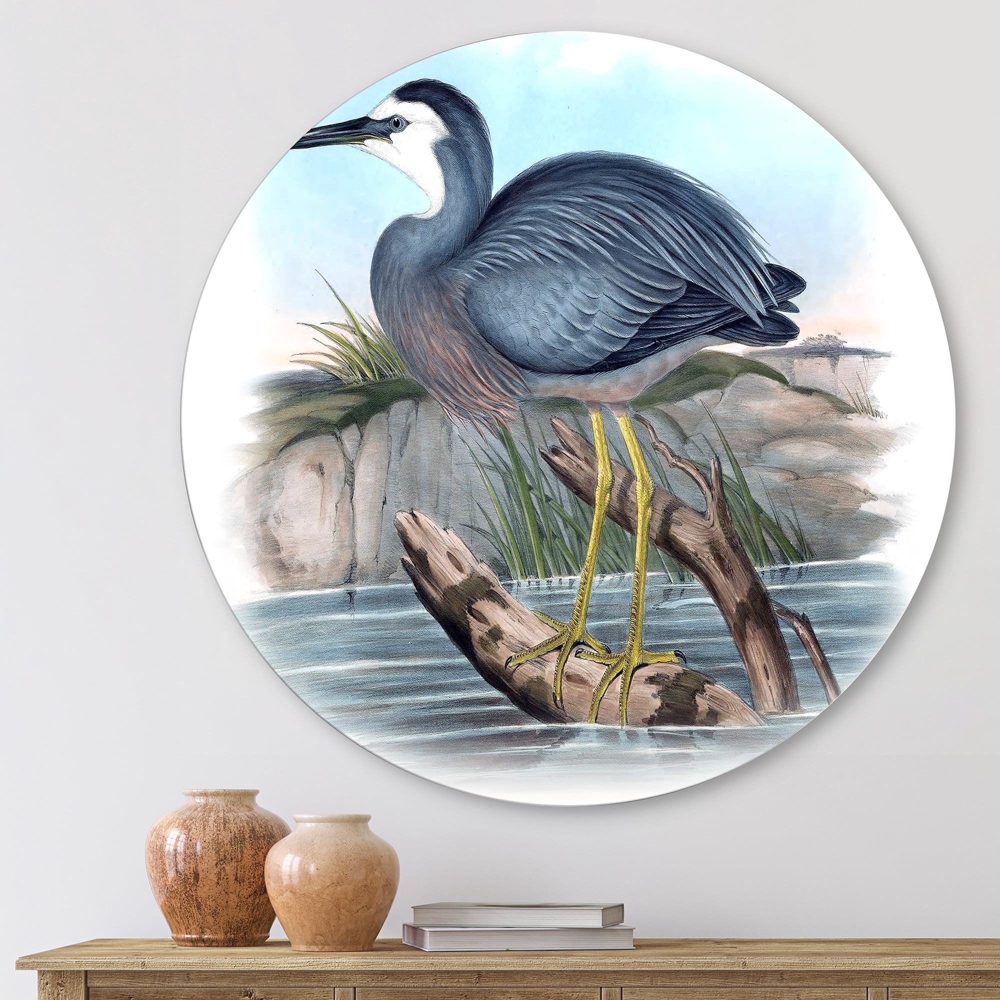 Designart 'Ancient Australian Birds II' Traditional Circle Metal Wall Art 23x23 - Disc of 23
