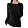 thumbnail image 2 of PNTUTB Fashion Women's Vertical Stripes Solid Color Versatile Crew Neck Long Sleeve Casual Comfort Tops, 2 of 6