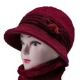 thumbnail image 2 of Prolriy Winter Hats for Women, Women's Woolen Knitted Warm Basin Hat Padded Cotton Hat Womens Hats Red, 2 of 6