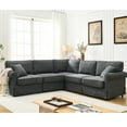 thumbnail image 5 of L Shaped Sectional , 5 Comfortable Couch With Foam Filling, Dark Gray Upholstery For Home Comfy Couch, 5 Seat Modular Pocket Spring, Decor, 5 of 6