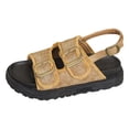 thumbnail image 1 of Summer Slide for Women with Back Strap Breathable Retro Canvas Frayed Sandals Comfortable Open Toe Platform Dress Shoes Brown Size 8, 1 of 7