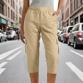 thumbnail image 6 of Tauxra Capri Pants for Women Elastic Waist Pull On with Pockets Casual Straight Leg Ankle Length Lounges Trousers, 6 of 6