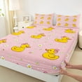 thumbnail image 3 of jejeloiu Kawaii Yellow Duck Bed Sheets,Cartoon Daisy Flower King Sheets,Pink Yellow Sheet Set For Girl Kids,Luxury Bedroom Decor,4-Piece, 3 of 7