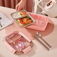 thumbnail image 3 of Hello Kitty Lunch Box Sanrio Grid Insulation Lunch Box Portable Cute Child Lunch Box Student Stainless Steel Tableware Gift, 3 of 7