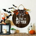 thumbnail image 2 of 31st October Door Sign Home Decor Round Wood Wreaths Wall Hanging Sign Farmhouse Porch Sign Front Door Decoration for Housewarming Gift All Seasons Holiday, 2 of 5