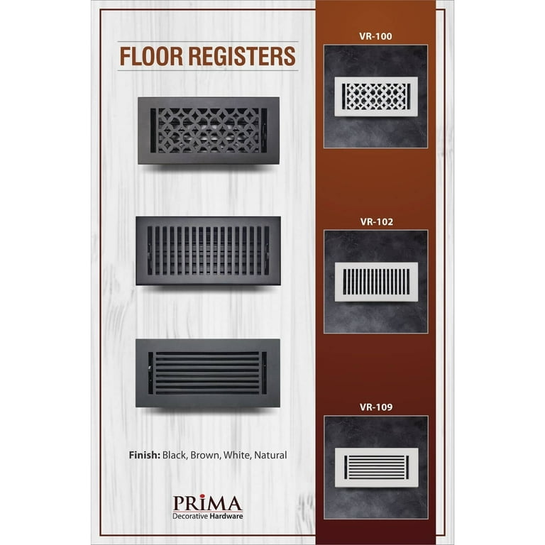 Cast Aluminum Floor Register with No Holes | Modern Design Heavy Duty Cast  Aluminum | Metal Floor u0026 Wall Surface Mount Register | Size 4 X 8 VR-100  | Black - Walmart.com