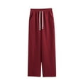 thumbnail image 2 of jtjvou Women's Wide Leg Sweatpants Elastic High Waist Loose Sweat Pants Straight Leg Drawstring Trousers with Pockets Red M, 2 of 6