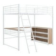 thumbnail image 5 of Tcbosik Full Size Loft Bed Metal Bedframe with L-Shaped Desk, 3-Tier Bookcase, Heavy Duty High Loftbed with Shelves and Ladder, for Kids Teens Adults, White, 5 of 9