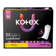 Kotex Ultra Thin Period Pads, Regular Absorbency, 60 Count