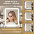 thumbnail image 2 of VEANERWOOD Corner Vanity Desk with Large LED Mirror, Farmhouse Makeup Vanity with Charging Station and Large Drawer for Girl Woman, 2 of 9