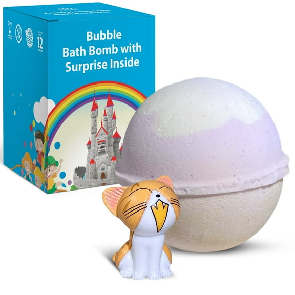 Bath Bomb for Kids with a Surprise Toy Crying CAT Inside Handmade in USA Natural and Safe by Relaxcation