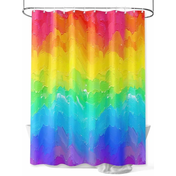 Rainbow Gradient Shower Curtain, Colorful Oil Painting Waterproof Shower Curtain Set with 12 Hooks Lightweight Washable Fabric Shower Curtains for Bathroom 72x78 Inches