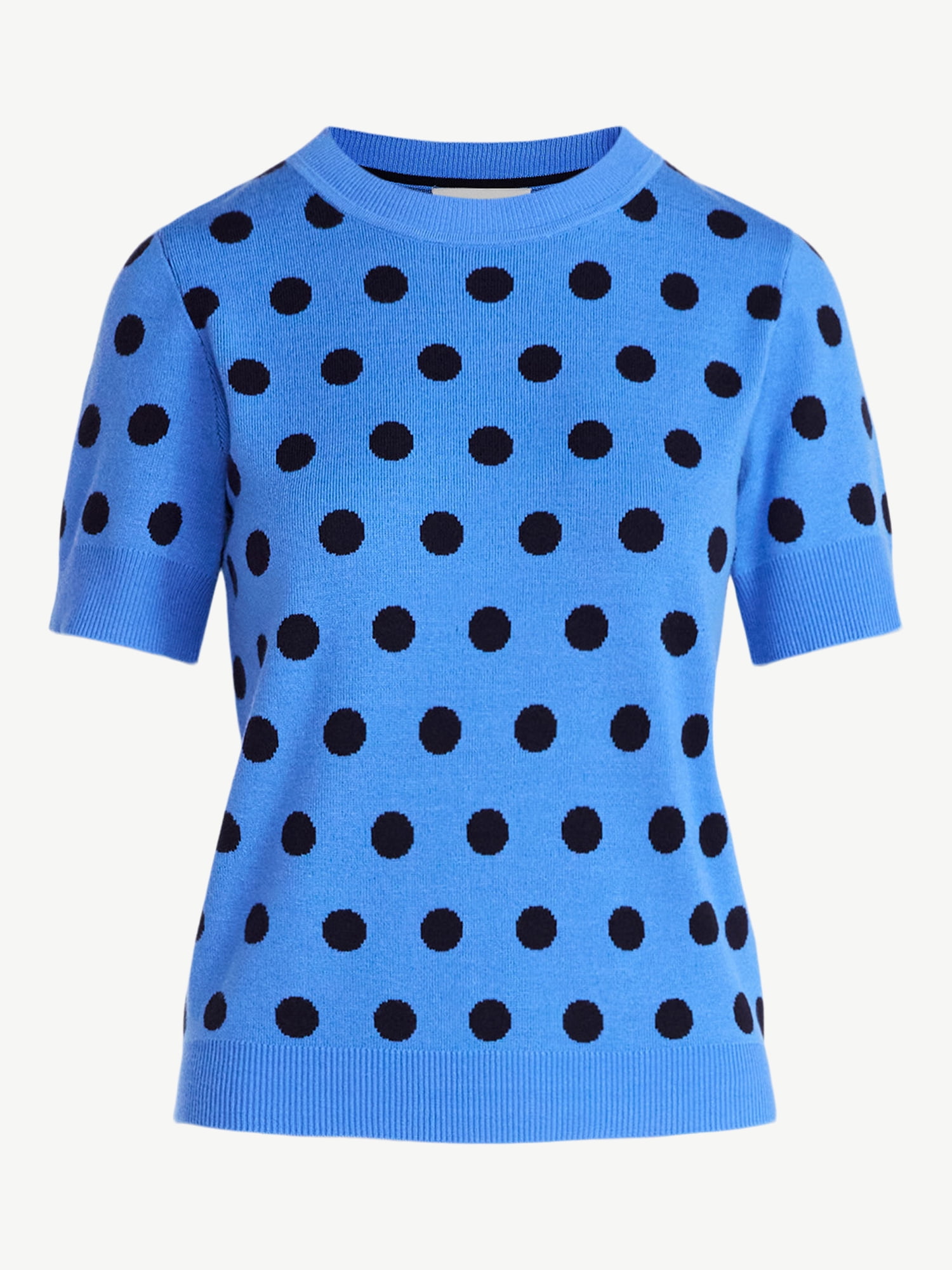 Free Assembly Women's and Women's Plus Cozy Yarn Shrunken Sweater Tee with Short Sleeves, Solid & Print, Lightweight, Sizes XS-4X