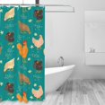 thumbnail image 2 of Shower Curtain, Hens And Rooster Waterproof Fabric Plastic Shower Curtain, Drying Fast Bathroom Curtain with 9 Buttonholes, Ruffle Shower Curtain 60x72in, 2 of 8
