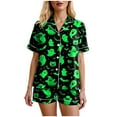 thumbnail image 7 of enyan Women Halloween Pjs Pajama Sets Short Sleeve Pajamas for Women Sets Soft Lounge Sets Casual Sleepwear Green,M, 7 of 7