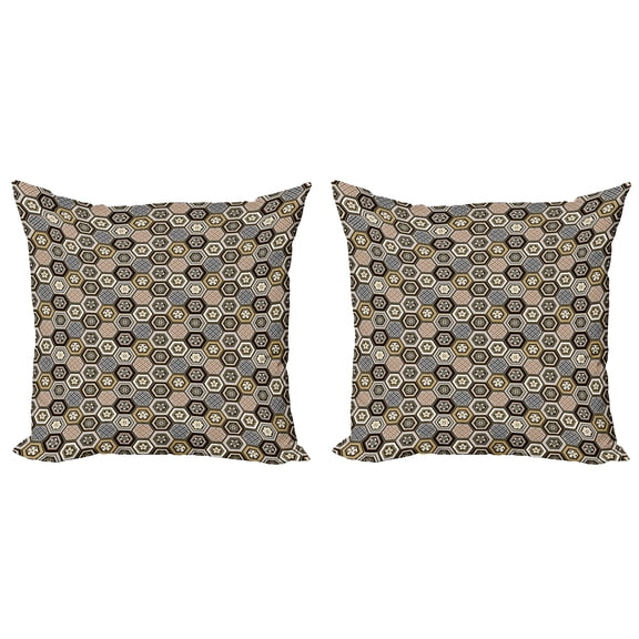 Ambesonne Floral Throw Pillow Cover 2 Pack, Victorian Damask Rococo, 20", Pale Coffee Warm Taupe