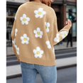 thumbnail image 4 of Women's Floral Print Cardigan Long Sleeve Open Front Button Down V Neck Knitted Sweaters Camel Color XL, 4 of 7