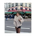 thumbnail image 6 of Female Faux Fur Coat Faux Fur Jacket Long Sleeve Lapel Furry Winter Jackets Parka Short Coat Ivory Gray XXL, 6 of 9