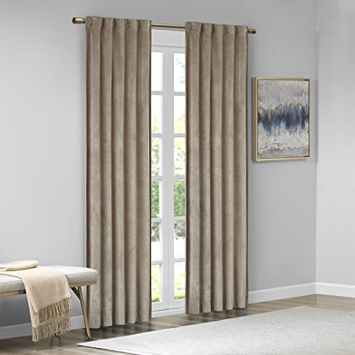 510 Design Colt Room Darkening Poly Velvet Rod Pocket/Back Tab Window Panel Pair Ivory 63" Panel