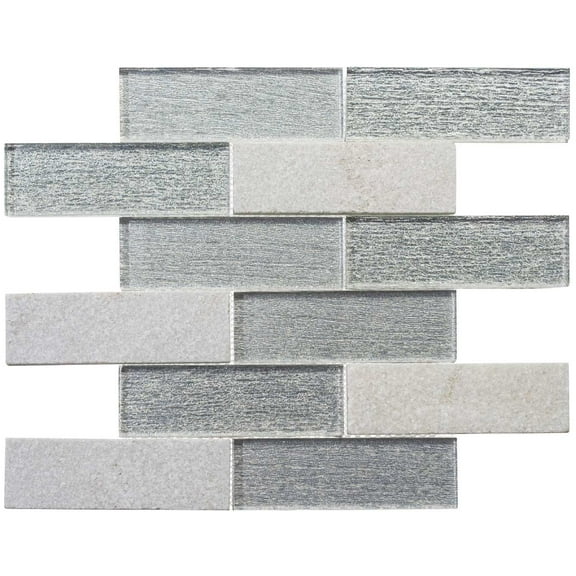 Bovard Grael Silver 2-in. x 6-in. Brick Joint Subway Polished Glass Mosaic Wall and Floor Tile