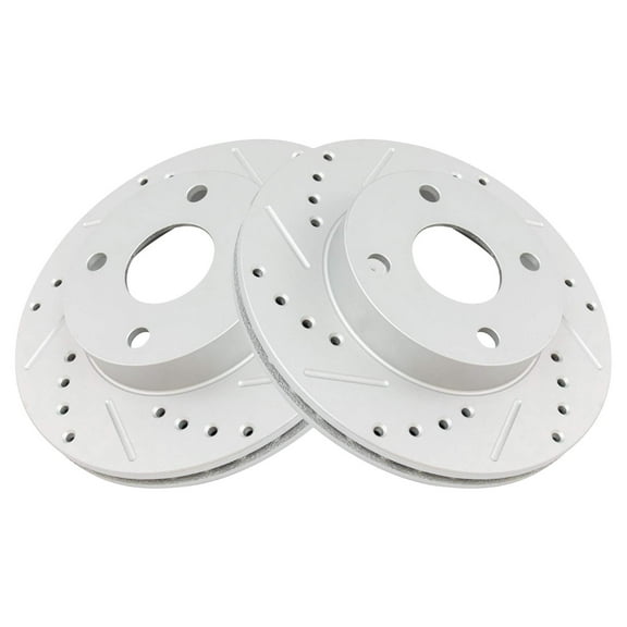 TRQ Front Performance Brake Rotors Set Premium G-Coated Cross Drilled & Slotted Fits Select 1990-1993 Mazda Miata