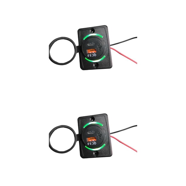 Toma de corriente para coche Seitruly Adaptador de carga rápida de 18W Luz verde 2Conjunto