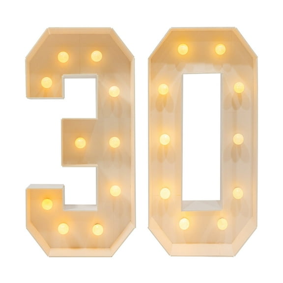 30th Birthday Decorations Light Up Lights Decorative Led Light Up Numbers,Warm White Led Numbers Lights Number Lights Sign for Birthday, Party, Wedding, Anniversary, Home Decor