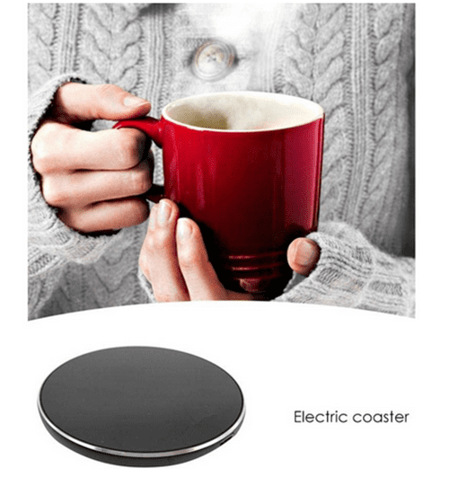 AkoMatial USB Electric Smart Waterproof Beverage Warmer Plate Tea Cup Warmer Coffee Warmer Mug Warmer Heating Mat Coaster Pad for Home Office Desktop Round