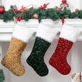 thumbnail image 4 of Visland Christmas Socks 16” Sequin Sparkle Glitter with Large Plush Cuff Classic Fireplace Tree Decorations Hanging Ornament for Xmas Season Party Decor, 4 of 6