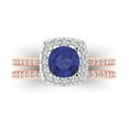 thumbnail image 2 of Clara Pucci 14K Rose/White Gold Round Cut 1Ct Simulated Tanzanite Engagement Ring + Matching Band - Luxury Box Included, 2 of 7