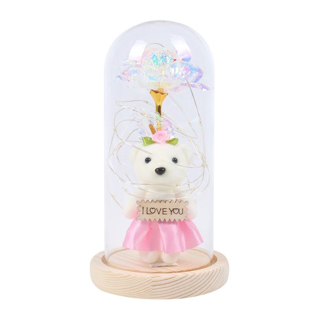 Kearding Rosa en cúpula de cristal con luces Rose Flower brilla como una rosa de cristal encantada Los mejores regalos para las mujeres Día de Almacenamiento y organización del hogar Kearding HA022617-00