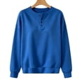 thumbnail image 5 of Sevevn Women's Henley Half Button Fleece Loose Long Sleeve Pullover Sweatshirt Fall Winter, 5 of 5
