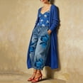 thumbnail image 3 of Textilo Women's Floral Print Jeans Wide Leg High Waisted Denim Pant with Pockets Cropped Jeans Trendy Loose Casual Baggy Capri Pants,Blue L, 3 of 5