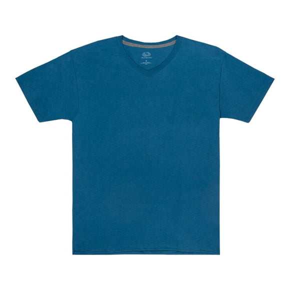 Playera Fruit of the Loom Para hombre cuello v, algodón sustentable, azul, talla M