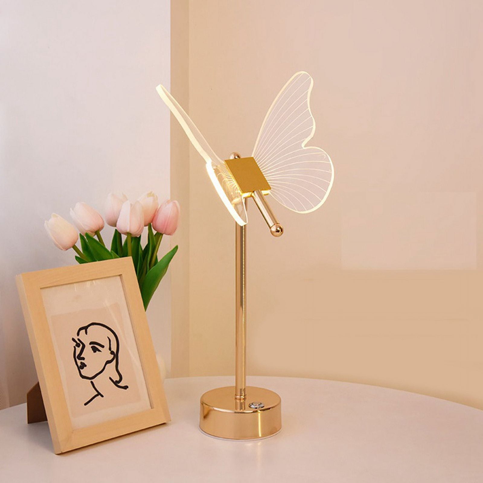 2026New Butterfly Table Lamp USB Rechargeable, Nordic Style Night Light for Bedroom Living Room Desk Decor