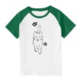 thumbnail image 2 of SGFCWSX Girls Short Sleeve Raglan T-Shirt, Kids Crew Neck Graphic Tees Regular Fit Summer Tops Green Size 11-12 Years, 2 of 8