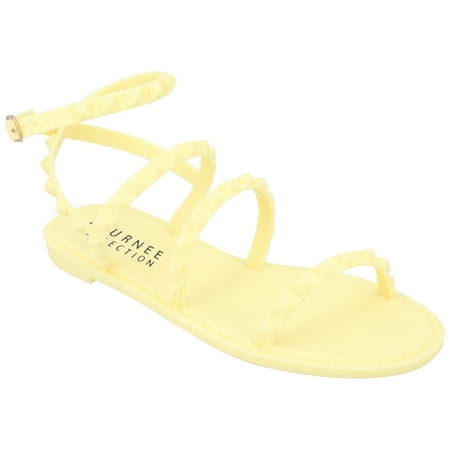 

Journee Collection Womens Saphira Multi Strap Studded Jelly Sandal