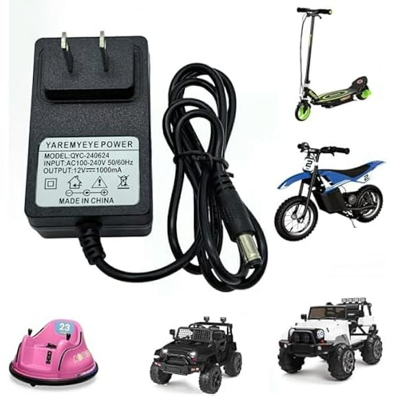12V Kids Ride On Toys Car 12V Battery Charger for Kids SUV Kid Trax Dynacraft Truck Kidzone Bumper Tractor Motorcycle ATV Electric Mercedes Powered Wheel Charger